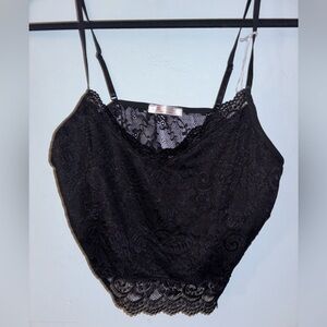 Elegant Black Lace Trim Satin Chemise